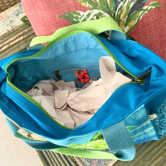 SEA TURTLE TROPICAL SUMMER Tote HANDBAG - SHOULDER  BAG 💙  NWT 💙 LIGHTWEIGHT - Picture 6 of 11